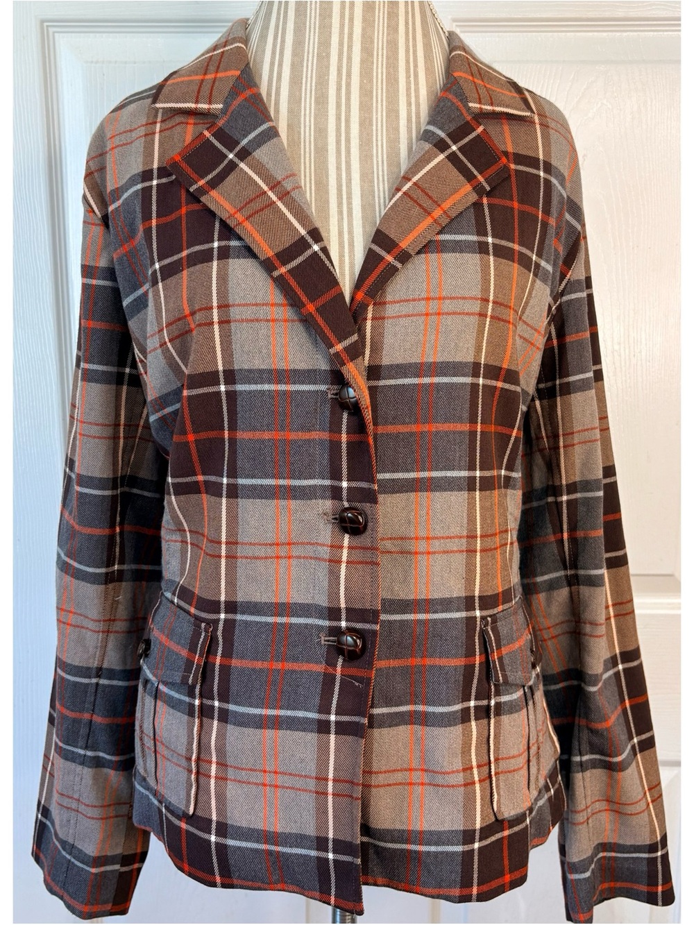 Joan Rivers Plaid Equestrian Jacket With Elbow Patches 2X